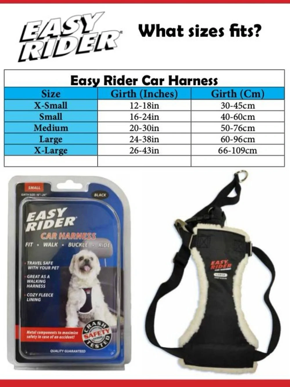 2 EASY RIDER Vintage Sherpa-Lined Dog Harnesses - Large